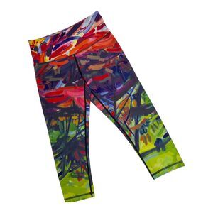 Just Live Active Race Time Cropskin Leggings  Fiery Maple Print Women's XS Capri